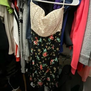 Strapless floral dress